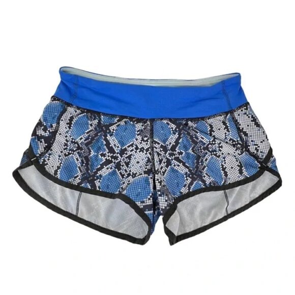 Lululemon Speed Shorts Mini Ziggy Snake Print Running Blue Black Gray Size 4 EUC - Picture 7 of 7